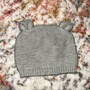 Gray Knit Beanie with Ears